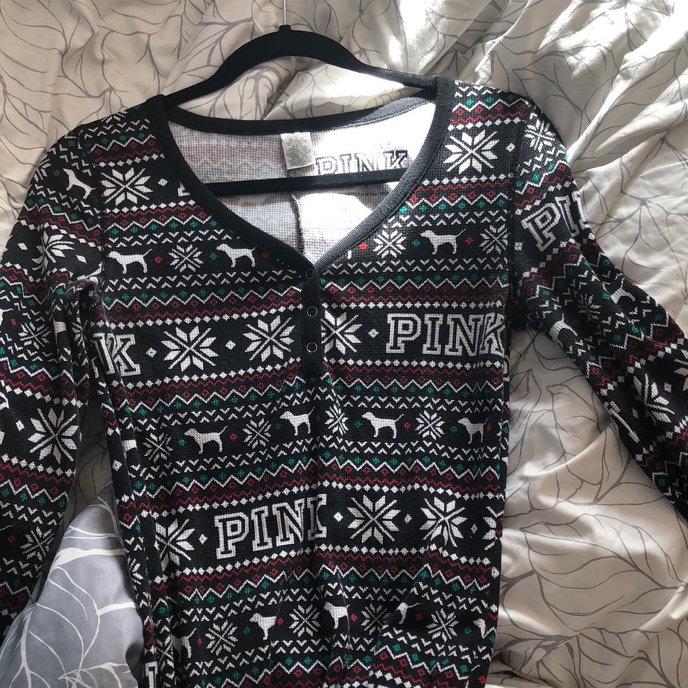 Pink Christmas themed onesie